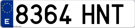 Ejemplo de matrícula de coche ordinaria 8364 HNT
