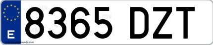 Ejemplo de matrícula española 8365 DZT