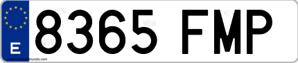 Ejemplo de matrícula de coche ordinaria 8365 FMP