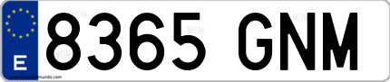 Ejemplo de matrícula de coche ordinaria 8365 GNM