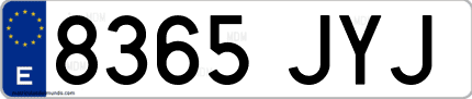 Ejemplo de matrícula de coche ordinaria 8365 JYJ