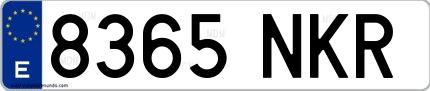 Ejemplo de matrícula española 8365 NKR