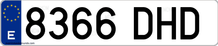 Ejemplo de matrícula de coche ordinaria 8366 DHD