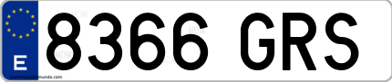 Ejemplo de matrícula de coche ordinaria 8366 GRS