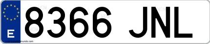 Ejemplo de matrícula española 8366 JNL