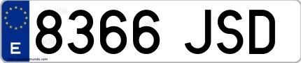 Ejemplo de matrícula española 8366 JSD