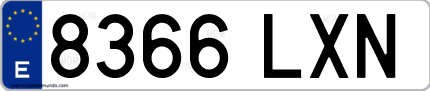 Ejemplo de matrícula de coche ordinaria 8366 LXN