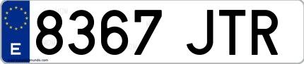 Ejemplo de matrícula española 8367 JTR
