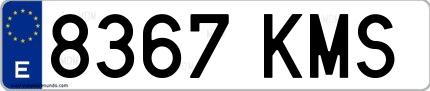 Ejemplo de matrícula española 8367 KMS