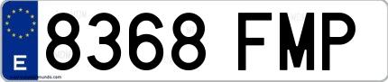 Ejemplo de matrícula de coche ordinaria 8368 FMP