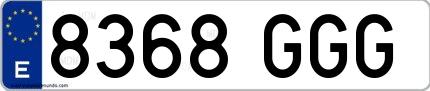 Ejemplo de matrícula española 8368 GGG