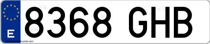 Ejemplo de matrícula española 8368 GHB