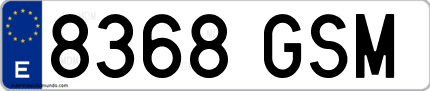 Ejemplo de matrícula de coche ordinaria 8368 GSM