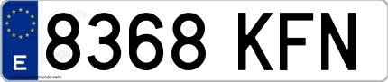 Ejemplo de matrícula española 8368 KFN