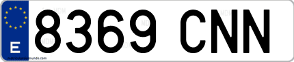 Ejemplo de matrícula de coche ordinaria 8369 CNN