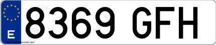 Ejemplo de matrícula de coche ordinaria 8369 GFH