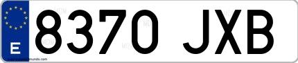 Ejemplo de matrícula española 8370 JXB