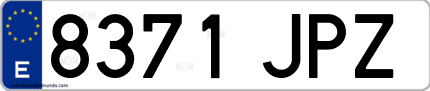 Ejemplo de matrícula de coche ordinaria 8371 JPZ