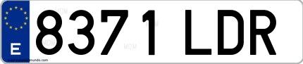 Ejemplo de matrícula española 8371 LDR