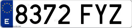 Ejemplo de matrícula española 8372 FYZ