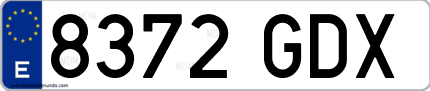 Ejemplo de matrícula de coche ordinaria 8372 GDX