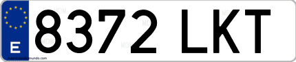 Ejemplo de matrícula de coche ordinaria 8372 LKT