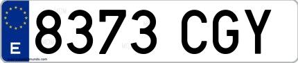 Ejemplo de matrícula de coche ordinaria 8373 CGY