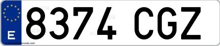 Ejemplo de matrícula española 8374 CGZ