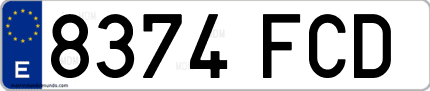 Ejemplo de matrícula de coche ordinaria 8374 FCD