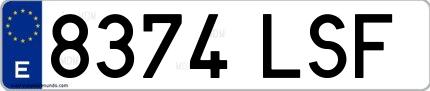 Ejemplo de matrícula española 8374 LSF