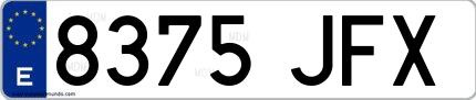 Ejemplo de matrícula de coche ordinaria 8375 JFX