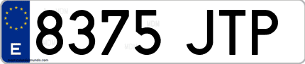 Ejemplo de matrícula de coche ordinaria 8375 JTP