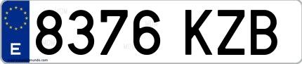Ejemplo de matrícula española 8376 KZB