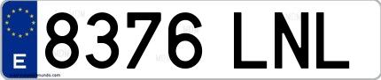 Ejemplo de matrícula española 8376 LNL