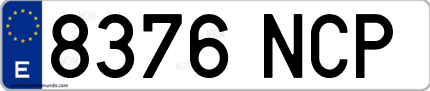Ejemplo de matrícula de coche ordinaria 8376 NCP