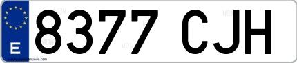 Ejemplo de matrícula española 8377 CJH