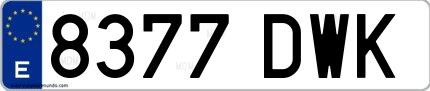 Ejemplo de matrícula española 8377 DWK