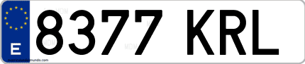 Ejemplo de matrícula de coche ordinaria 8377 KRL