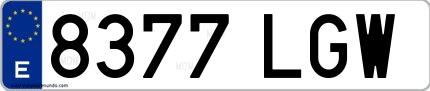 Ejemplo de matrícula española 8377 LGW