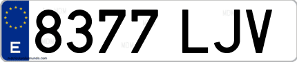 Ejemplo de matrícula de coche ordinaria 8377 LJV
