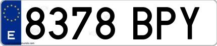 Ejemplo de matrícula española 8378 BPY