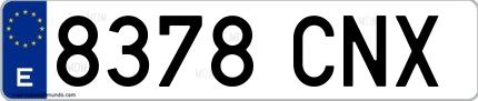 Ejemplo de matrícula española 8378 CNX