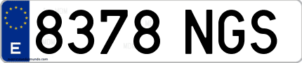 Ejemplo de matrícula de coche ordinaria 8378 NGS