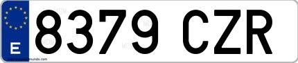 Ejemplo de matrícula española 8379 CZR
