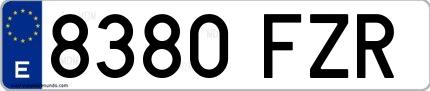 Ejemplo de matrícula española 8380 FZR