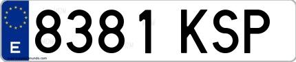 Ejemplo de matrícula española 8381 KSP