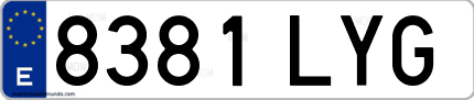 Ejemplo de matrícula de coche ordinaria 8381 LYG