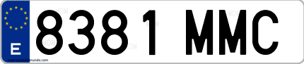 Ejemplo de matrícula de coche ordinaria 8381 MMC