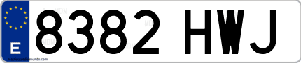 Ejemplo de matrícula de coche ordinaria 8382 HWJ