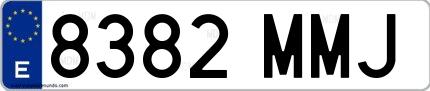 Ejemplo de matrícula de coche ordinaria 8382 MMJ